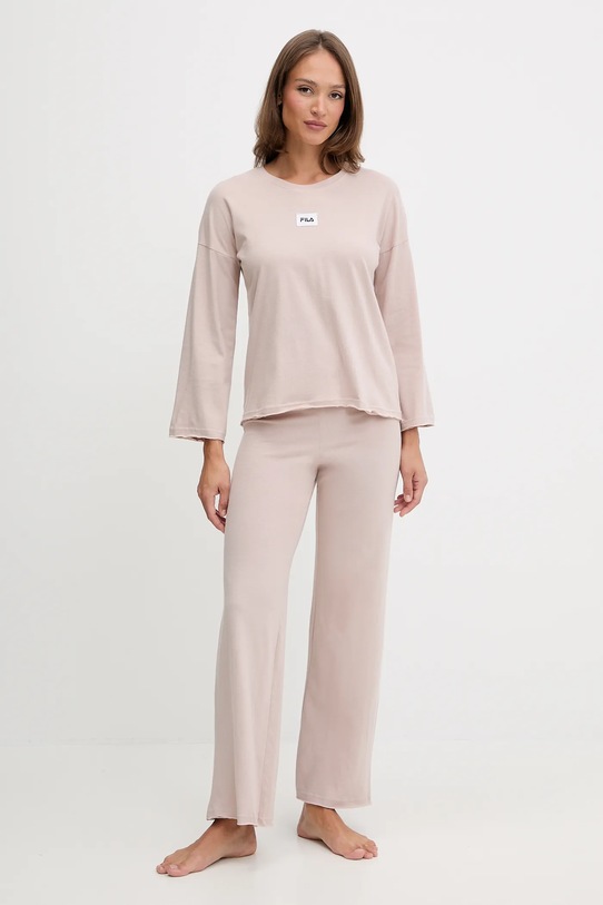 Fila piżama bawełniana bawełna beżowy FPW4218