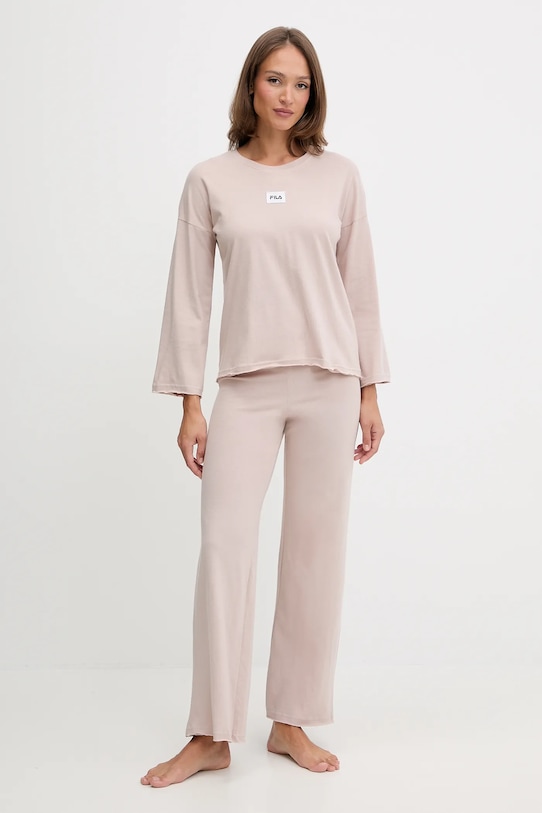 Fila piżama bawełniana bawełna beżowy FPW4218