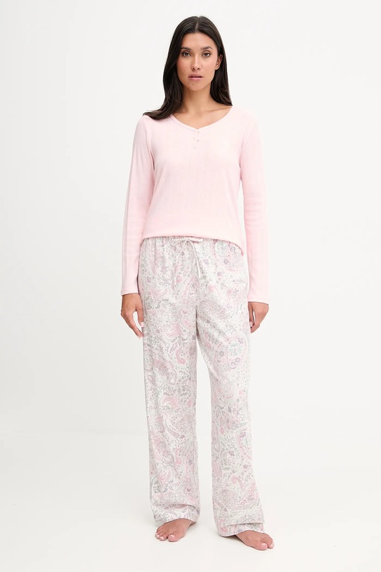 Pyžamo Lauren Ralph Lauren jednofarebný ružová ILN72448