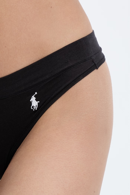 Одежда Polo Ralph Lauren стринги для женщин из хлопка с эластаном 4P0511 чёрный