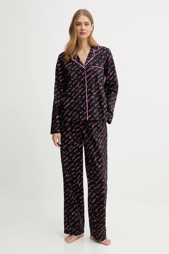 Dkny piżama bawełniana wzorzyste czarny YI90085