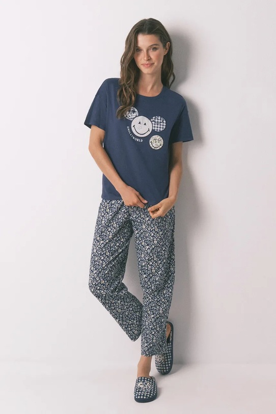 women'secret piżama bawełniana nadruk granatowy 3132148