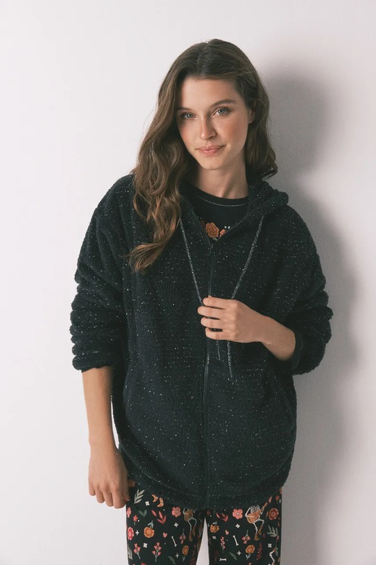 women'secret szlafrok dzianina czarny 4412199