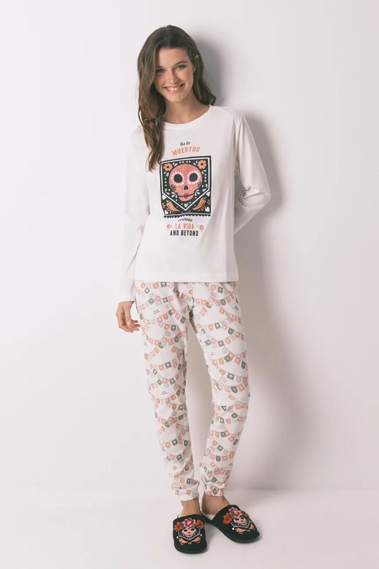 women'secret piżama bawełniana wzorzyste biały 3132147
