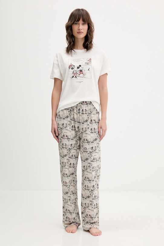 women'secret piżama bawełniana wzorzyste beżowy 3132160