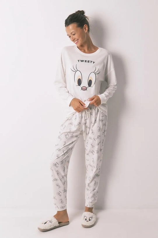 women'secret piżama bawełniana nadruk beżowy 3132125