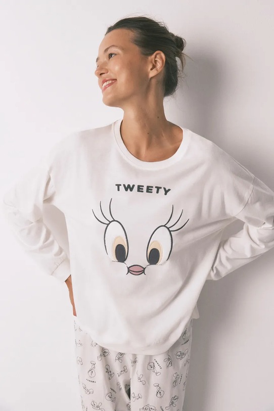 women'secret piżama bawełniana 3132125 beżowy AW25