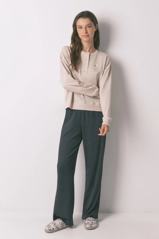 women'secret piżama bawełniana nadruk beżowy 3132128