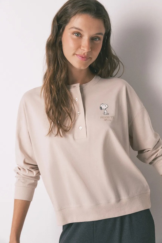 women'secret piżama bawełniana beżowy 3132128