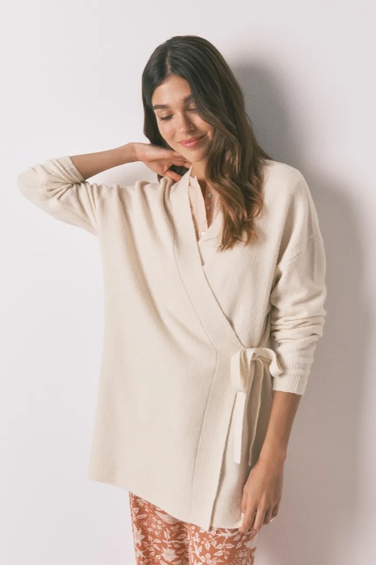 Župan s prímesou vlny women'secret pletenina béžová 3142299