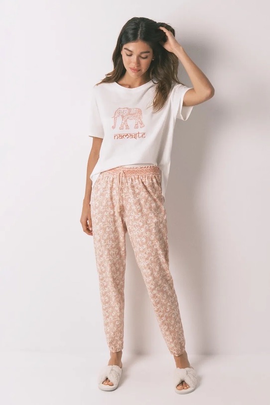 women'secret pantaloni pijama bumbac 3702250 portocaliu