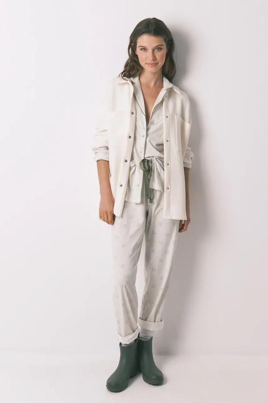 women'secret pijamale de bumbac Snoopy set alb 3132127