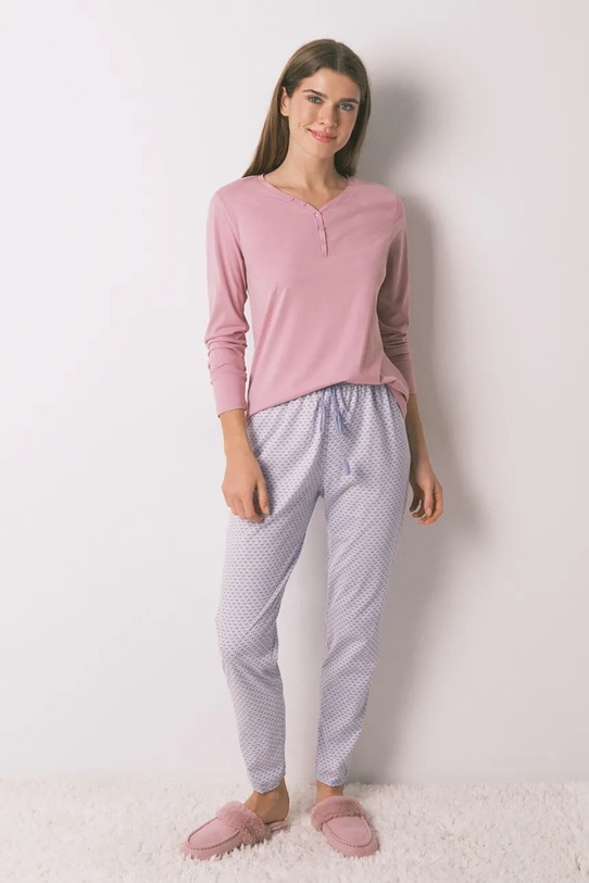 Odzież women'secret spodnie piżamowe bawełniane 3702248 fioletowy
