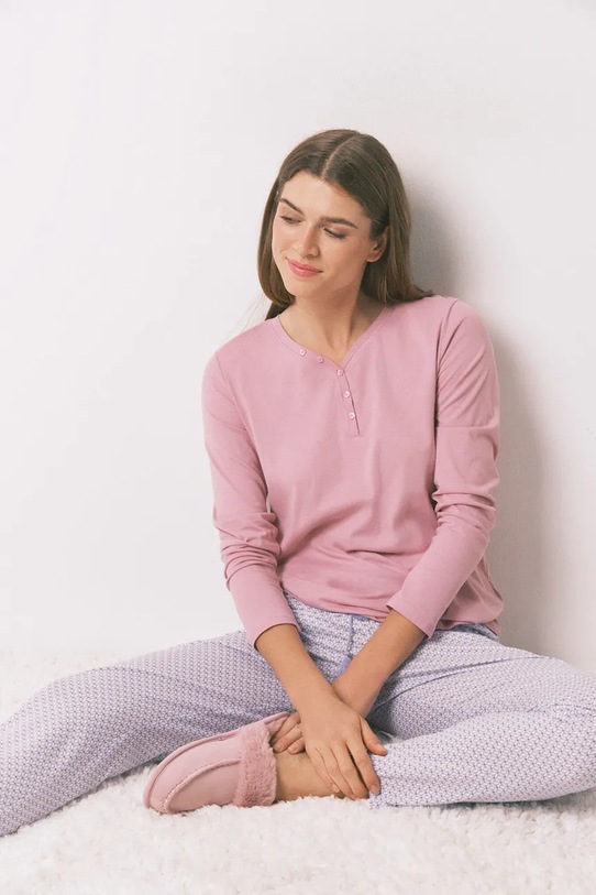 women'secret spodnie piżamowe bawełniane 3702248 fioletowy