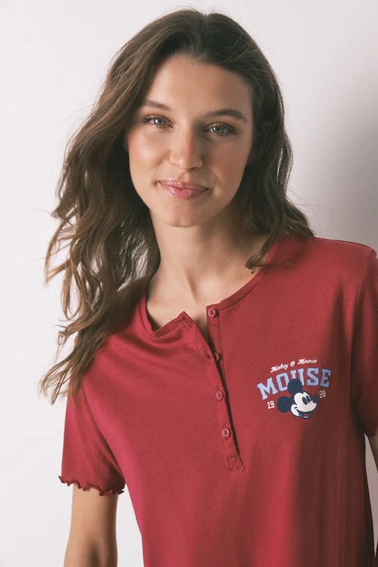 Odzież women'secret piżama bawełniana 3132157 bordowy