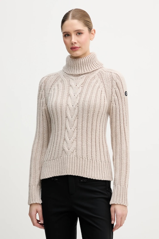 Newland sweter z dodatkiem wełny LADY WOOL SWEATER golf beżowy N46536.34