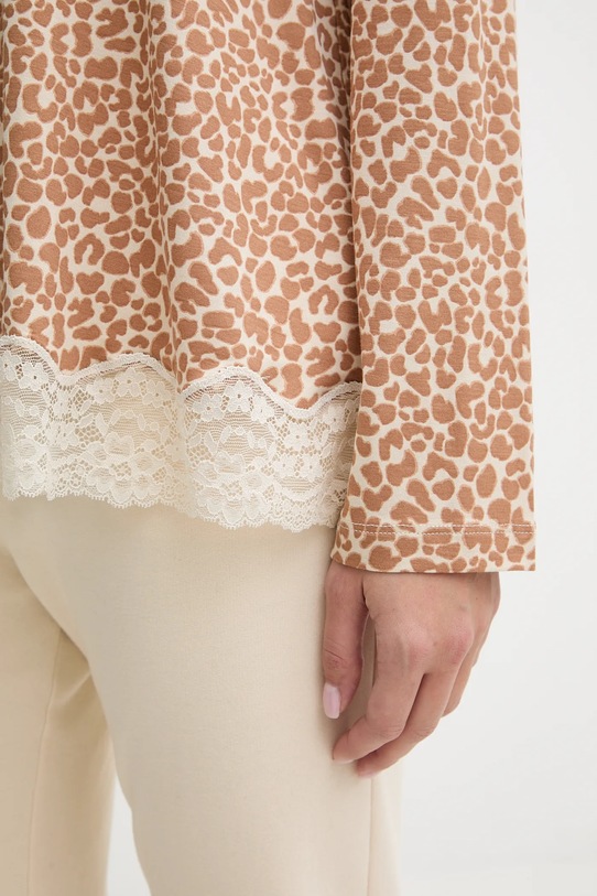 United Colors of Benetton longsleeve piżamowy brązowy 32V93M07V