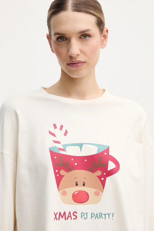 United Colors of Benetton longsleeve piżamowy beżowy 3DKE3M07Y