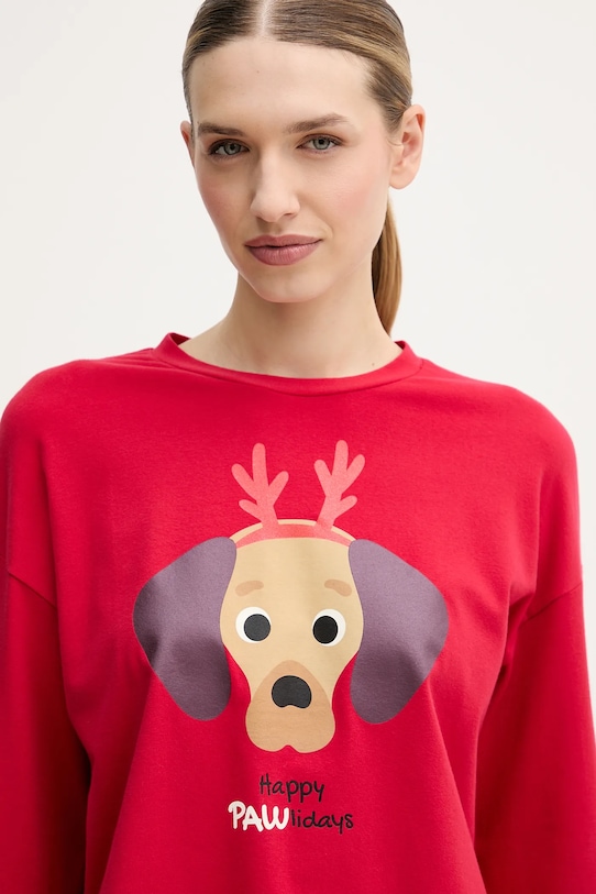 Pyžamové tričko s dlouhým rukávem United Colors of Benetton červená 3DKE3M07Y