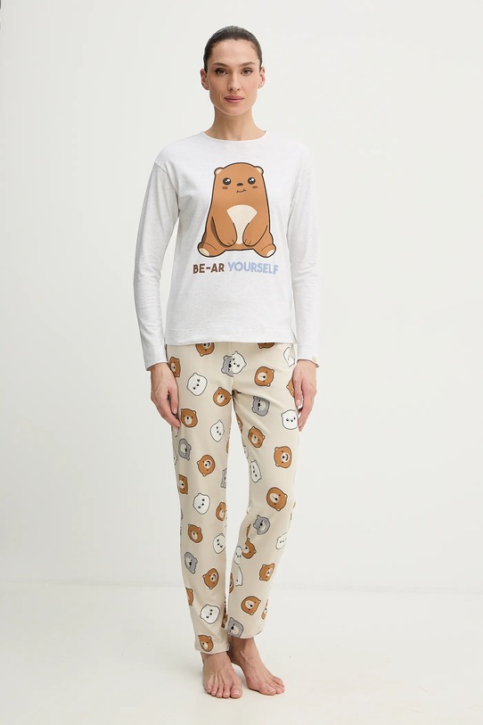 Пижама United Colors of Benetton надпис сив 3DKE3P04C