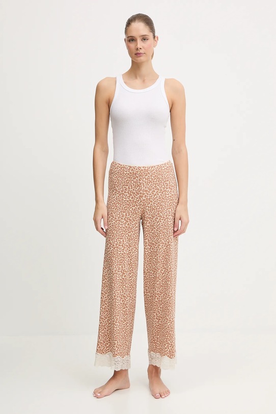 United Colors of Benetton spodnie piżamowe 32V93F04S beżowy AW25