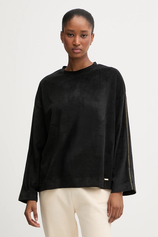 Μακρυμάνικη μπλούζα πιτζάμας United Colors of Benetton πλεκτό ύφασμα μαύρο 3JQA3M08B