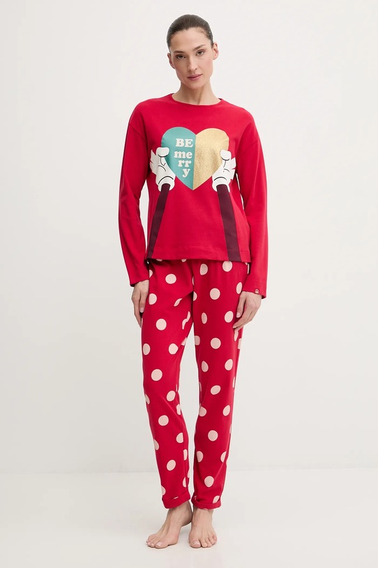 Βαμβακερές πιτζάμες United Colors of Benetton 3P053P04G κόκκινο AW25