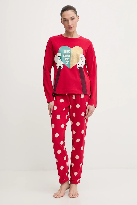 Βαμβακερές πιτζάμες United Colors of Benetton 3P053P04G κόκκινο AW25