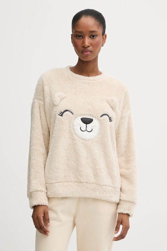 Μπλούζα πιτζάμας United Colors of Benetton πλεκτό ύφασμα μπεζ 3UKC3M07Z