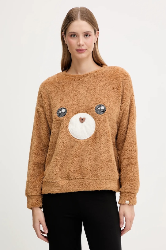 United Colors of Benetton bluza piżamowa dzianina brązowy 3UKC3M07Z