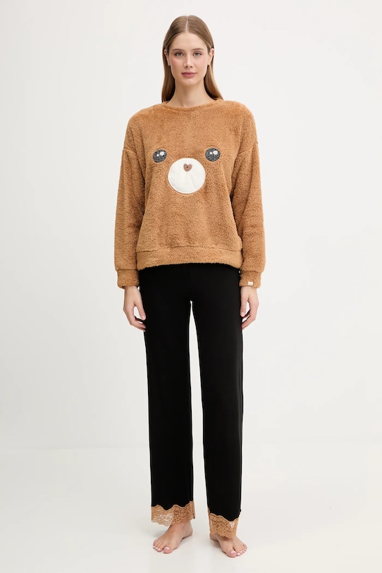 United Colors of Benetton bluza piżamowa 3UKC3M07Z brązowy AW25