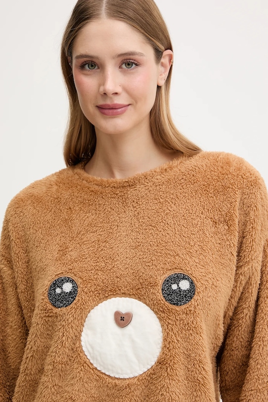 United Colors of Benetton bluza piżamowa brązowy 3UKC3M07Z