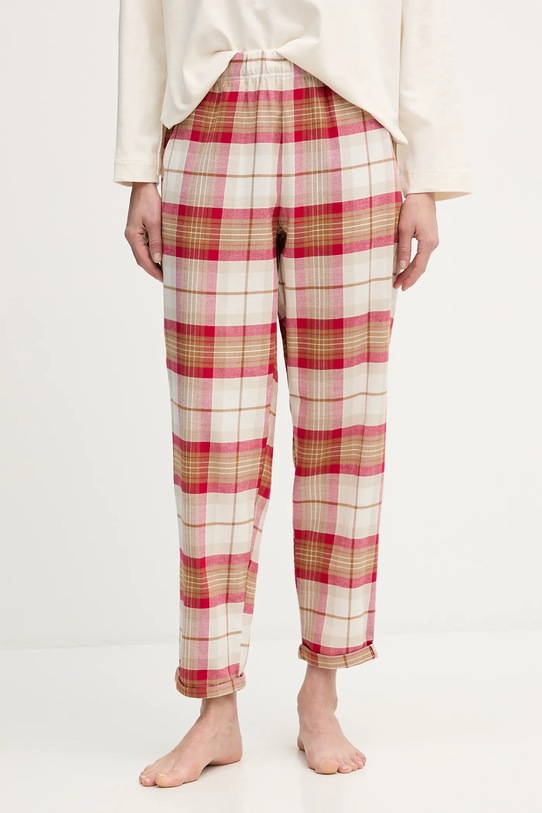 United Colors of Benetton spodnie piżamowe bawełniane wzorzyste beżowy 40EP3F00I