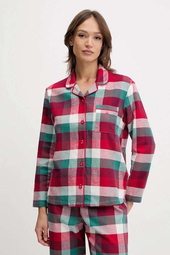 Bombažna pižama United Colors of Benetton 40EP3P00W bordo AW25