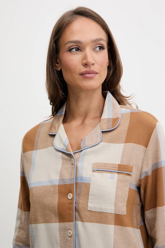 Odzież United Colors of Benetton piżama bawełniana 40EP3P00W brązowy