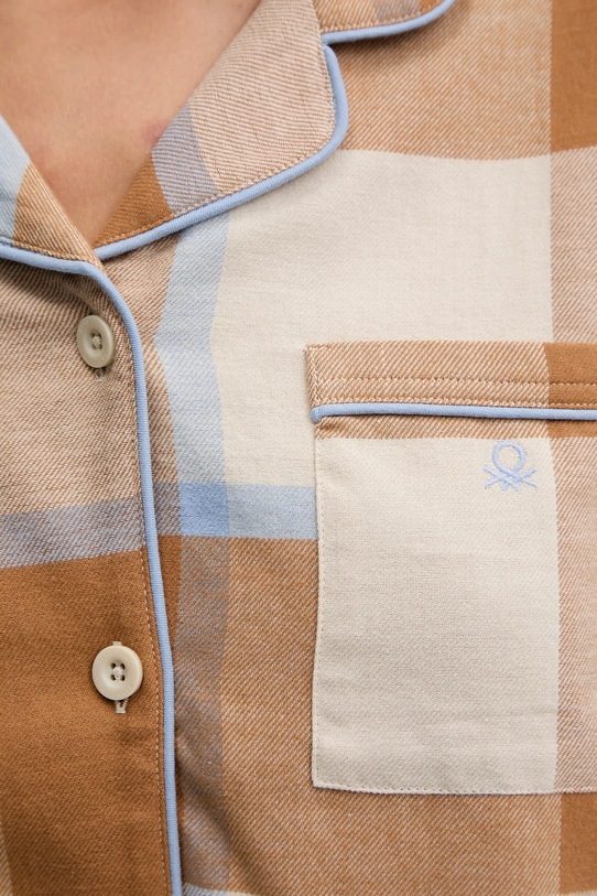 United Colors of Benetton piżama bawełniana 40EP3P00W brązowy