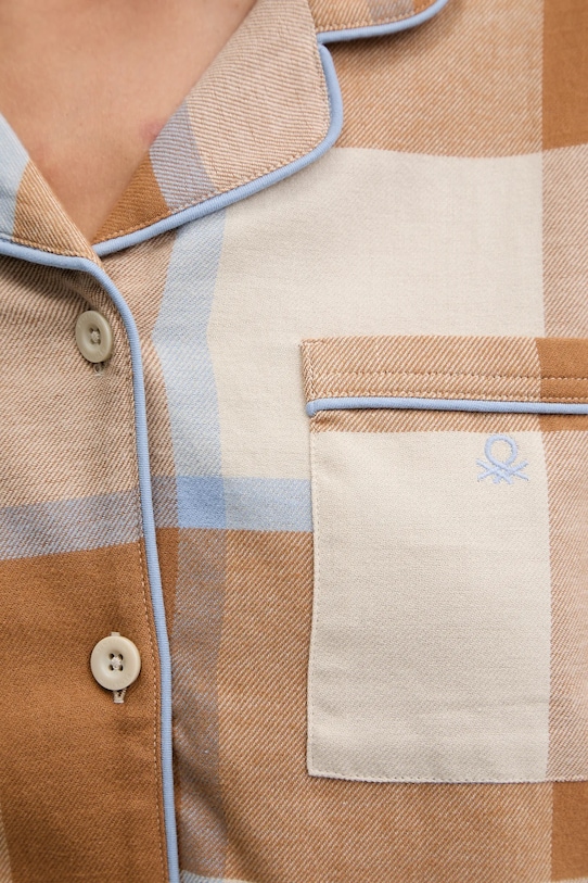 United Colors of Benetton piżama bawełniana 40EP3P00W brązowy