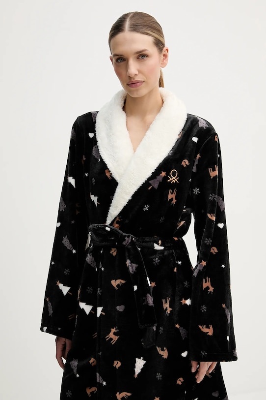 United Colors of Benetton szlafrok czarny 6FK81C00E