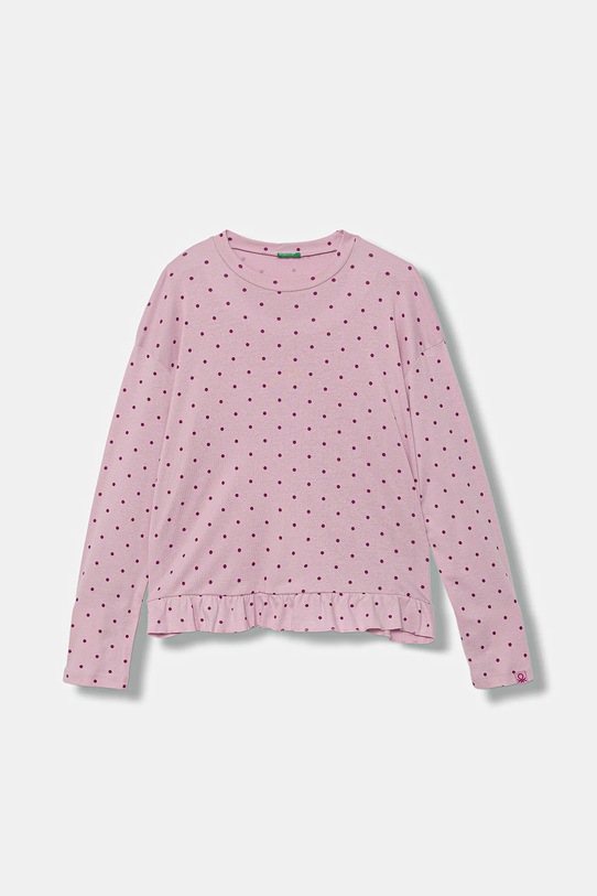 Detské bavlnené pyžamo United Colors of Benetton 3TGJ0P094.G.seasonal ružová AW25