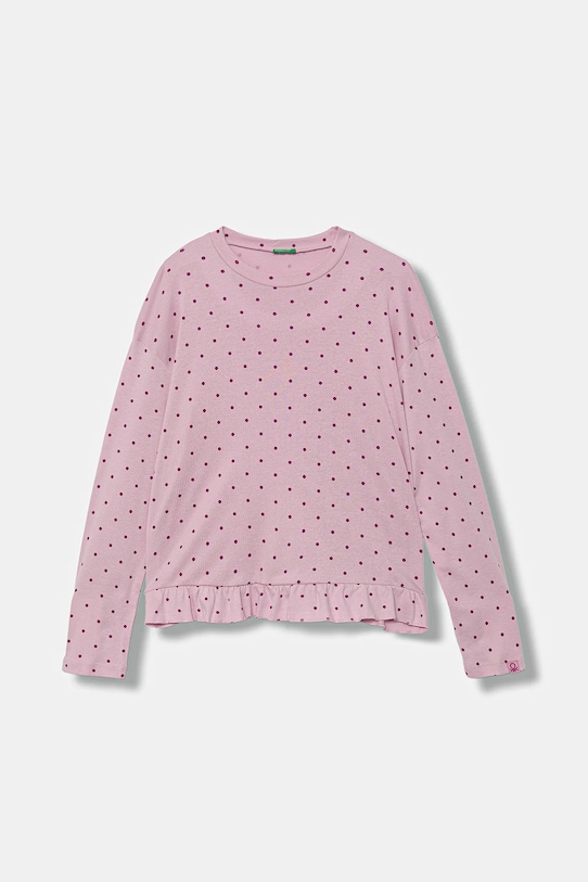 Detské bavlnené pyžamo United Colors of Benetton 3TGJ0P094.G.seasonal ružová AW25