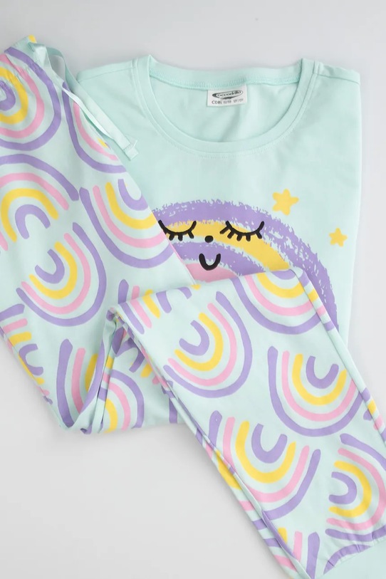 Coccodrillo pijamale de bumbac pentru copii ZC5448116PJS turcoaz