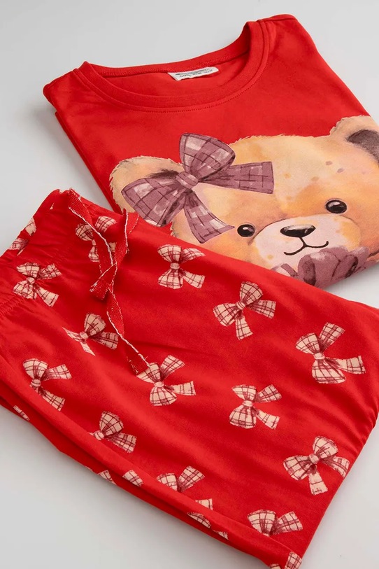 Coccodrillo komplet piżamowy dziecięcy bawełniany ZC5448106MER czerwony