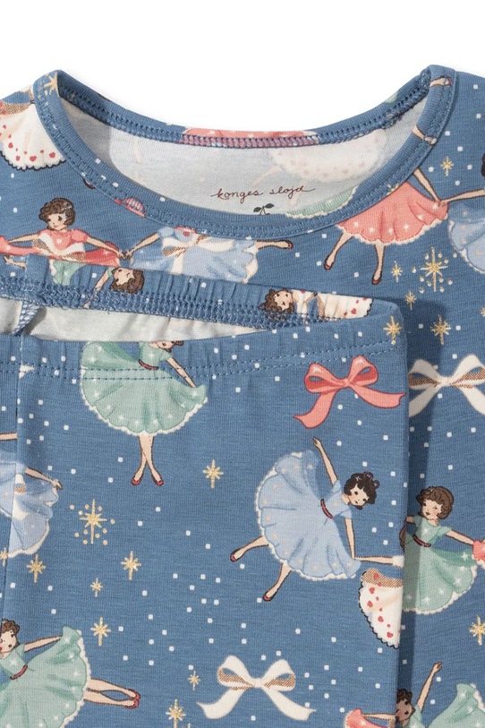 Dziewczynka Konges Sløjd piżama dziecięca BASIC BLOUSE/PANTS SET GOTS KS104214.G.9BYA niebieski