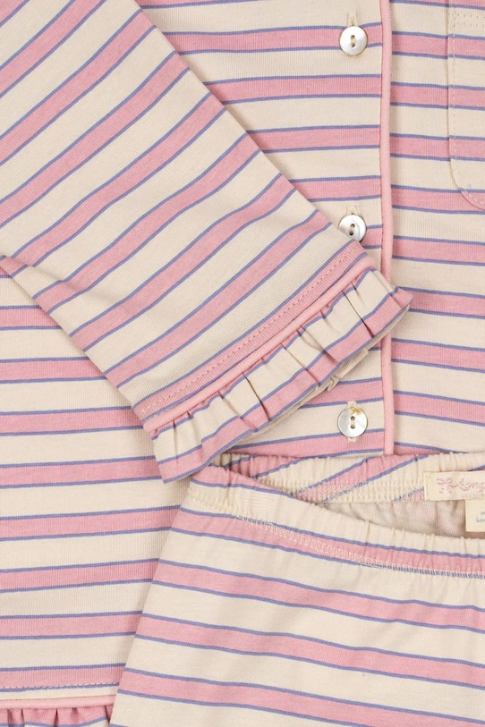 Дитячий бавовняний піжамний комплект Konges Sløjd PIO FRILL SET GOTS KS104400.9BYA рожевий