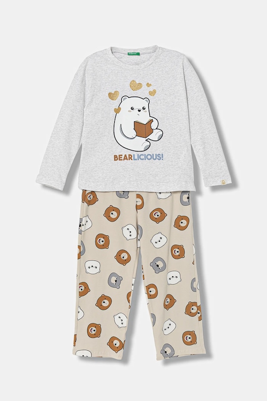 United Colors of Benetton pijama copii cu modele gri 3DKE0P09P.G.Seasonal