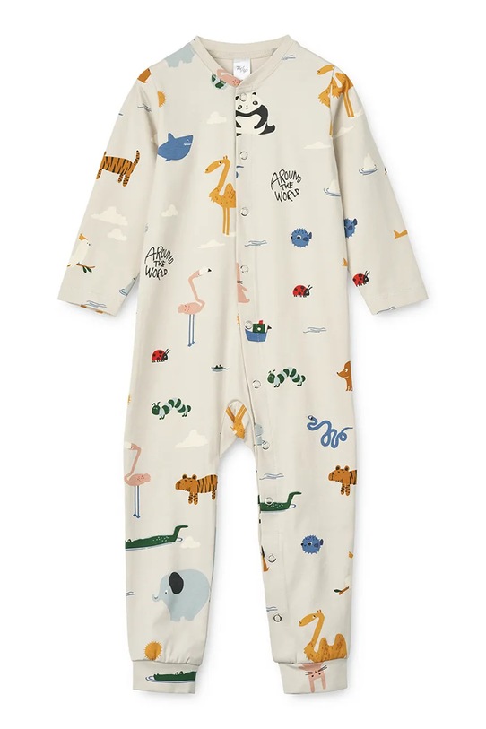 Liewood piżama niemowlęca Birk Printed Pyjamas Jumpsuit komplet beżowy LW20677.9BYA