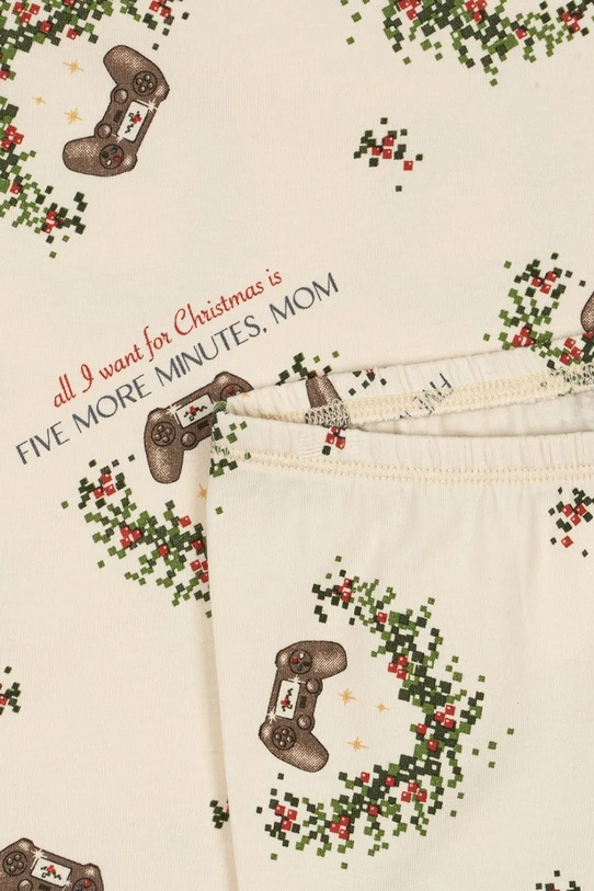 Konges Sløjd piżama dziecięca BASIC BLOUSE/PANTS SET GOTS beżowy KS104214.9BYA