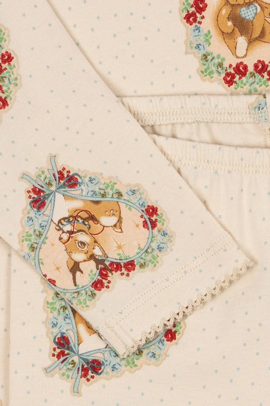 Konges Sløjd piżama dziecięca BASIC BLOUSE/PANTS SET GOTS beżowy KS104214.9BYA