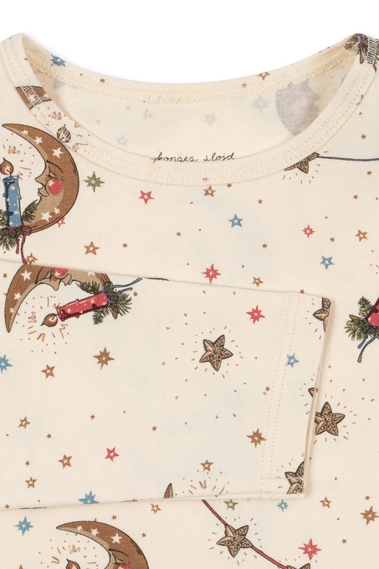 Konges Sløjd piżama dziecięca BASIC BLOUSE/PANTS SET GOTS beżowy KS104214.9BYA