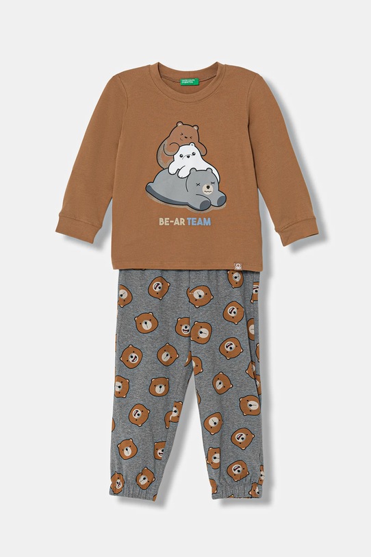 United Colors of Benetton piżama dziecięca 2-pack wzorzyste brązowy 3DKE0P09G.G.Seasonal
